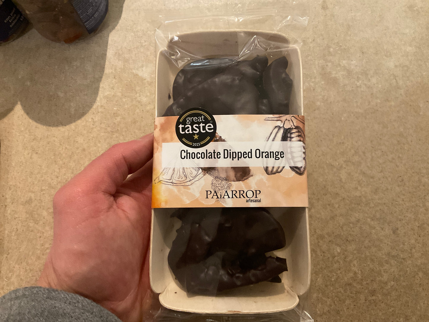 Dark chocolate dipped candied orange segments PAIARROP