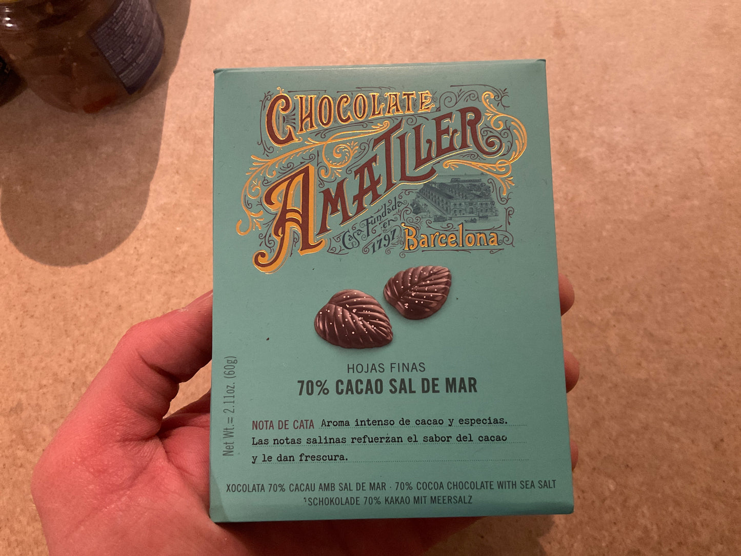 Chocolate fine leaves with salt Amatller 70%